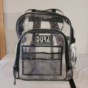 Dura Ultimate Gear Clear Durable Plastic Back Pack Black Trim